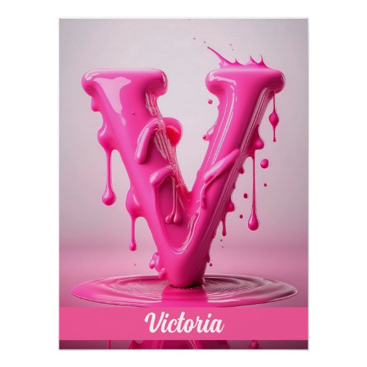 Letter V, Monogram V  - Customizable Name Poster  ポスター (正面)