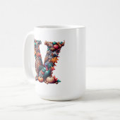 Letter V Thanksgiving turkey style gift コーヒーマグカップ (正面左)