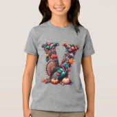 Letter V Thanksgiving turkey style gift  トライブレンドＴシャツ (正面)