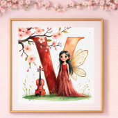 Letter V Violin Fairy Poster -Alphabet Art ポスター