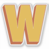 Letter W モノグラム、太めの 3D タイプフォントのイニシャル シール (正面)