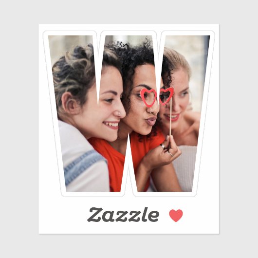 Letter W Alphabet & Photo Custom-Cut Vinyl Sticker シール