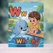 Letter W Alphabet Poster – W is for Whale アクリルサイン (ニュートラル)