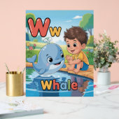 Letter W Alphabet Poster – W is for Whale アクリルサイン (ウェディング)