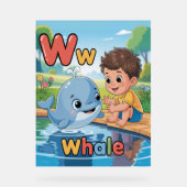 Letter W Alphabet Poster – W is for Whale アクリルサイン (正面)