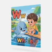 Letter W Alphabet Poster – W is for Whale アクリルサイン (傾斜)