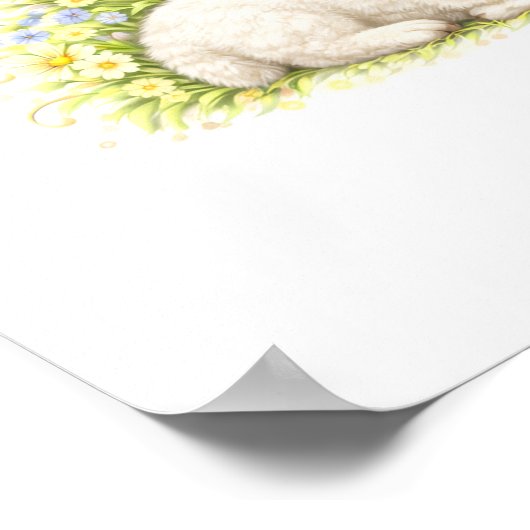 Letter W Gold Spring Nature Monogram Baby Lamb Kid ポスター (角)