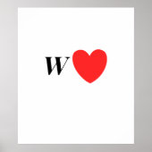 Letter W Heart - Valentine Initial Love Design ポスター (正面)
