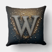 Letter W Monogram With Diamonds Pearls クッション (裏面)