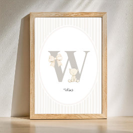Letter W Nursery Wall Art - Custom Baby Name Print ポスター