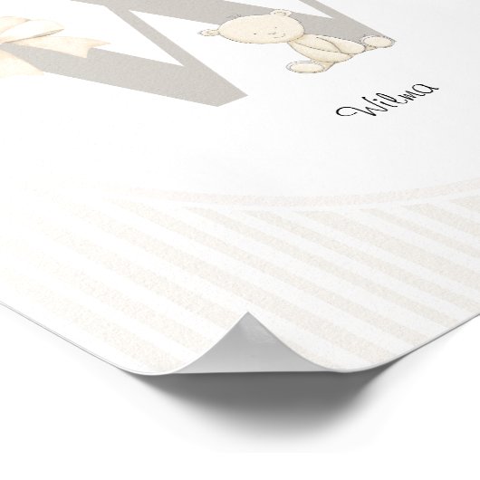 Letter W Nursery Wall Art - Custom Baby Name Print ポスター (角)