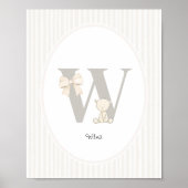 Letter W Nursery Wall Art - Custom Baby Name Print ポスター (正面)