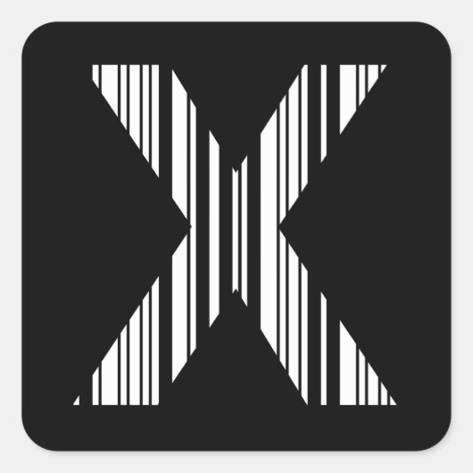 LETTER Xバーコード最初のイニシャルバーコードパターン スクエアシール (正面)