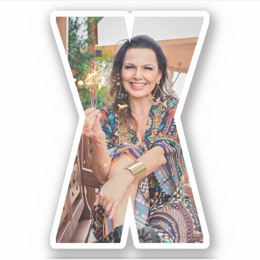 Letter X Alphabet & Photo Custom-Cut Vinyl Sticker シール (正面)