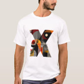 Letter X – Modern Geometric Monogram with Stripes Tシャツ (正面)