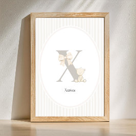 Letter X Nursery Wall Art - Custom Baby Name Print ポスター