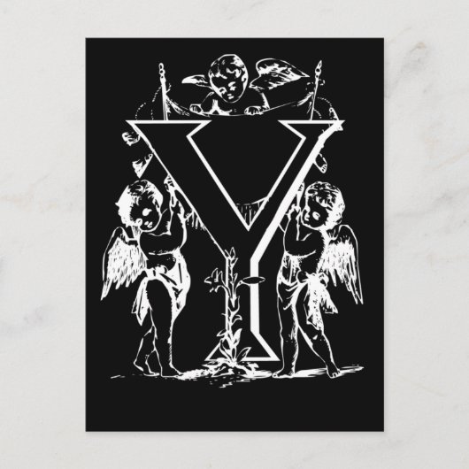 Letter Y白黒モノグラムカード ポストカード (正面)