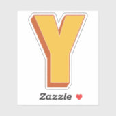 Letter Y モノグラム, 太い 3D タイプ フォント 初期 シール (シート)