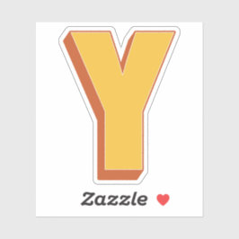 Letter Y モノグラム, 太い 3D タイプ フォント 初期 シール