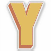 Letter Y モノグラム, 太い 3D タイプ フォント 初期 シール (正面)
