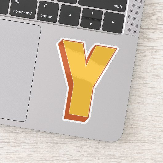 Letter Y モノグラム, 太い 3D タイプ フォント 初期 シール (詳細)