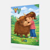 Letter Y Alphabet Poster – Y is for Yak アクリルサイン (傾斜)