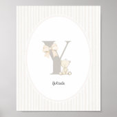 Letter Y Nursery Wall Art - Custom Baby Name Print ポスター (正面)