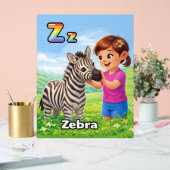 Letter Z Alphabet Poster – Z is for Zebra アクリルサイン (ウェディング)