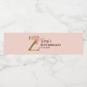 Letter Z Gold Monogram Blush Pink Roses ペットボトルラベル (シングルラベル)