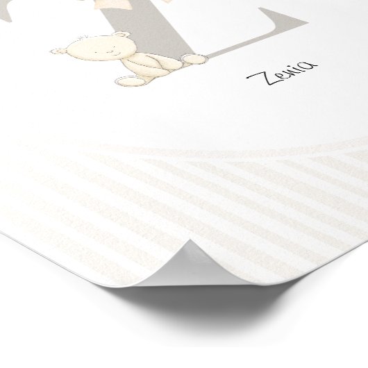 Letter Z Nursery Wall Art - Custom Baby Name Print ポスター (角)