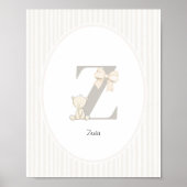 Letter Z Nursery Wall Art - Custom Baby Name Print ポスター (正面)