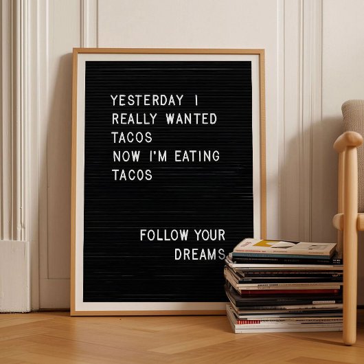 Letterboard Print Taco Print Funny Kitchen Print  ポスター