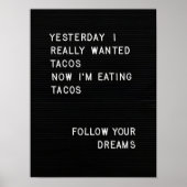 Letterboard Print Taco Print Funny Kitchen Print  ポスター (正面)