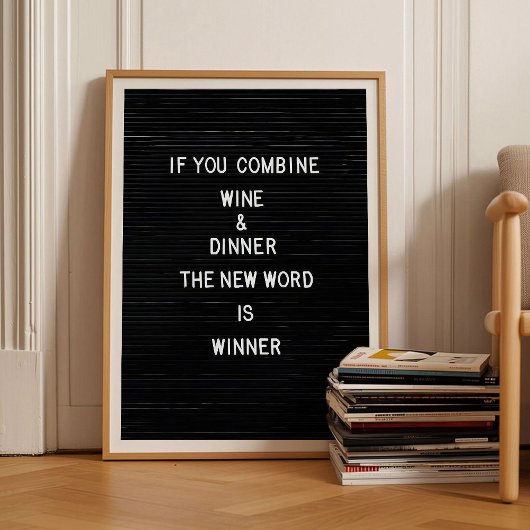 Letterboard Print Wine Print Funny Kitchen Print  ポスター