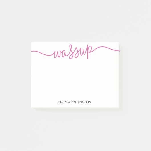 Lettered WassupカスタムPost-it®ノート(明るい赤紫色) ポストイット (正面)