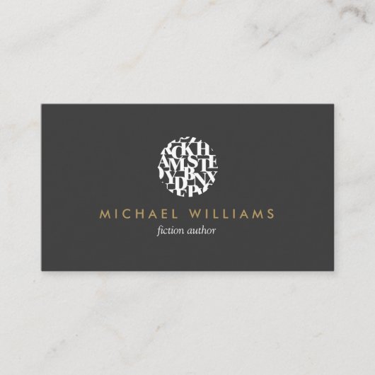 LetterformモダンロゴIII (作家およびライター用) 名刺 (正面)