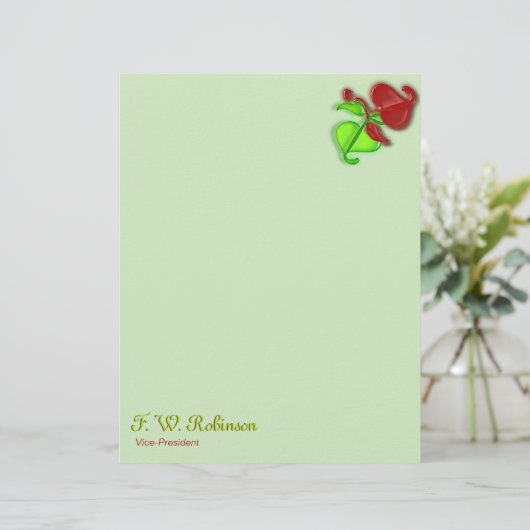 Letterhead - 2つの3D葉（名前） (スタンド正面)