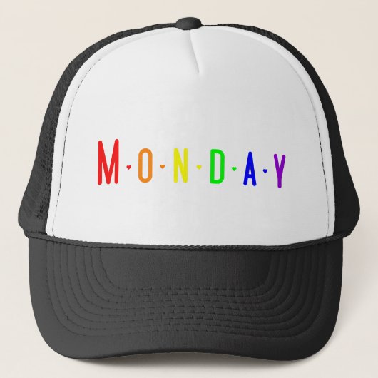 Lettering Design ‘Monday’ in Rainbow Colors キャップ (正面)