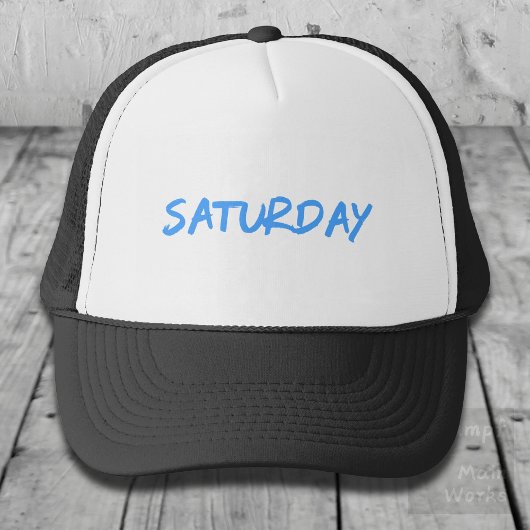Lettering Design ‘Saturday’ in Sky Blue キャップ