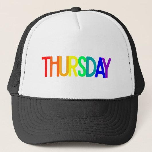 Lettering Design ‘Thursday’ in Rainbow Colors キャップ (正面)