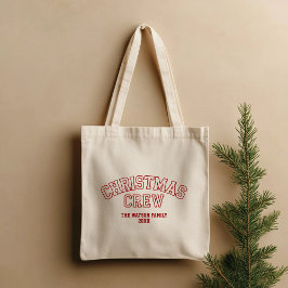 Letterman Christmas Crew Collegiate Family Name トートバッグ