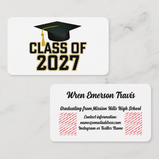 Letterman Class of 2027 Graduation エンクロージャーカード (正面/裏面)