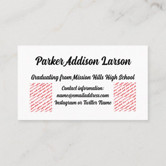 Letterman Class of 2027 Graduation 名刺 (裏面)