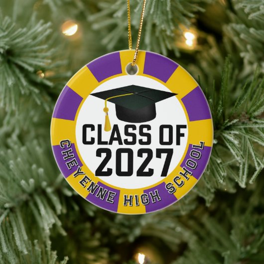 Letterman Class of 2027 Photo Graduation セラミックオーナメント (ツリー)