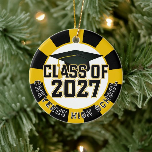 Letterman Class of 2027 Photo Graduation セラミックオーナメント (ツリー)