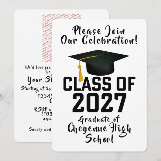 Letterman Class of 2027 Photo Graduation 招待状 (正面/裏面)