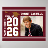 LETTERMAN GRAD school colors MAROON  ポスター (正面)