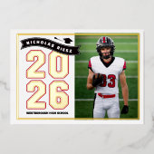 Letterman Graduation Announcement 箔招待状 (正面)