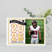 Letterman Graduation Announcement 箔招待状 (立ち正面)