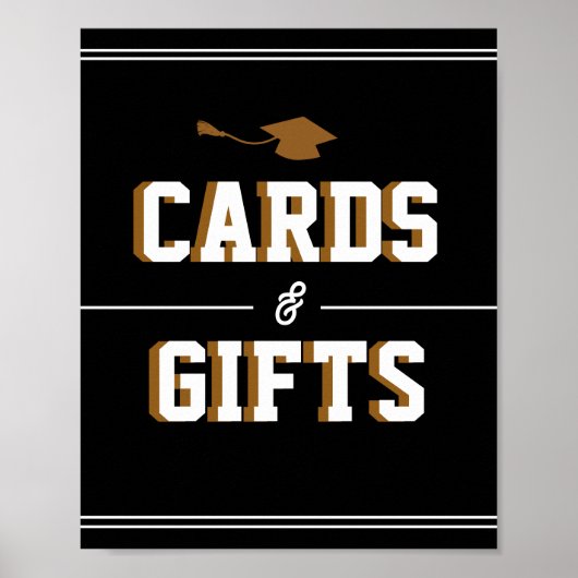 Letterman Graduation BLACK Cards & Favors  ポスター (正面)